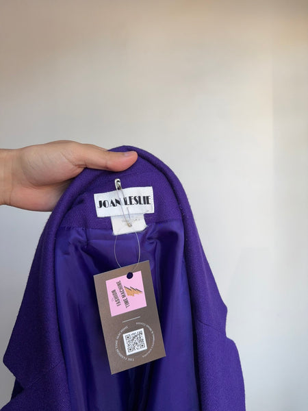 Vintage 1980s Purple Wool Blazer Retro Goth Maximalist Academia Jacket XL