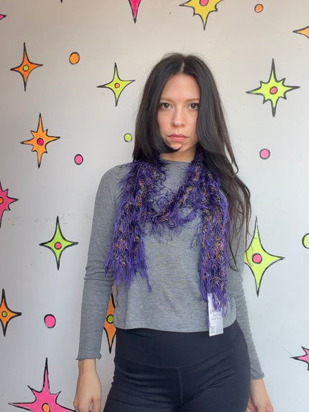 Y2K Purple Fuzzy Fairy Scarf Whimsy Grunge Fairycore Soft Gothic Boho