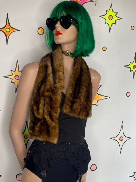 Vegan Fur Stole Old Hollywood Glam Faux Fur Mob Wife Vintage Glamour Shrug