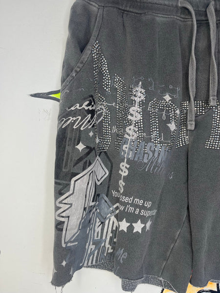 Y2K Bedazzled Lounge Shorts ' McBling Indie Sleaze - S