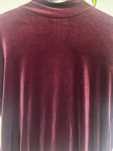 Vintage 90s | Stretchy Plum Velvet Mall Goth Fairy Grunge Crop Top | Size Large