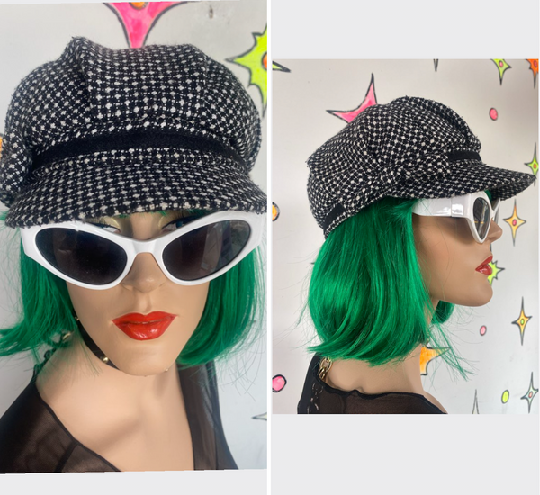 Houndstooth Mod Cap with Bow Kate Landry Dark Academy Retro Chic