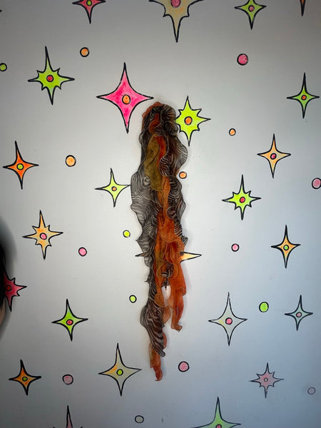 Y2K Orange Swirl Animal Print Cabbage Scarf Glitch Glam Whimsy Grunge Fairycore