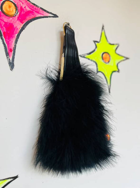 Vintage Geminesse Black Fragrance Feather Boudoir Fan - Original Packaging