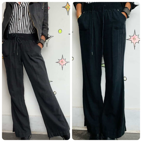 Y2K Boho Fairy Grunge Black Soft Linen Pants – Flowy & Stretchy - Size M