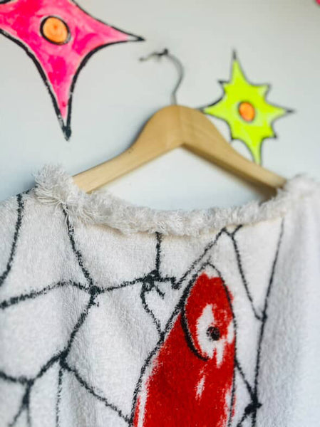 Vintage 70s 80s Wearable Art Boho Festival Beach Towel Avant Garde Poncho Cape