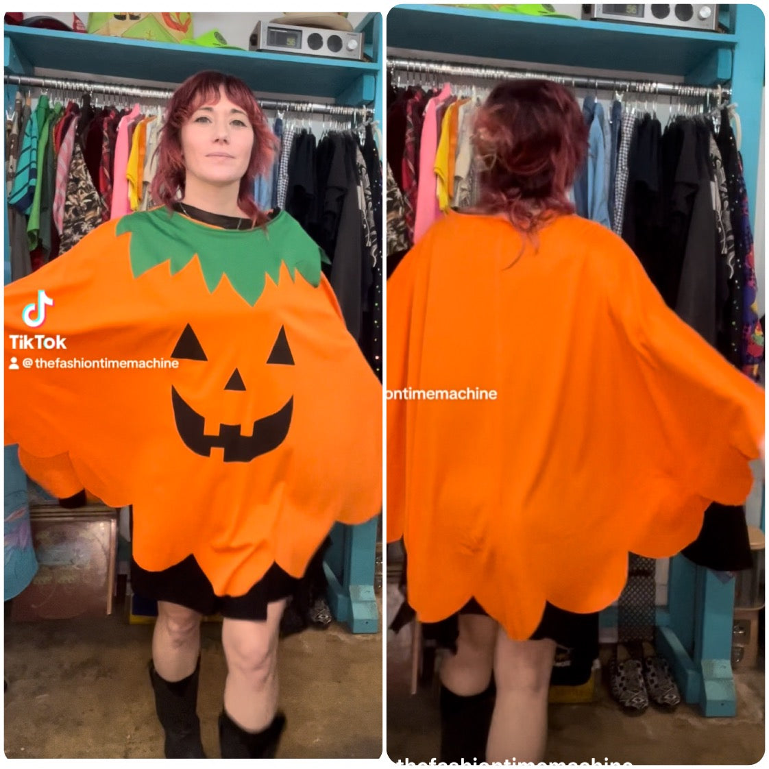 Pumpkin Cape Poncho Halloween Dress Costume | One Size