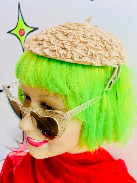 Vintage 40s 50s Spring Ruffle Flowers Fascinator Hat – Rococo Fairy Headpiece