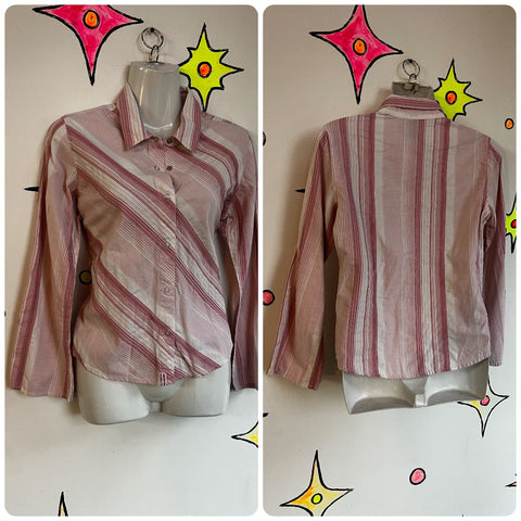 Vintage Y2K | Pink Striped Western Grunge Emo Punk Fairycore Top | Size S