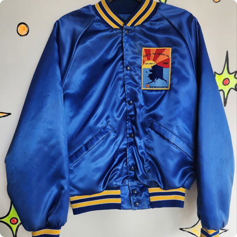 Vintage 70s 80s | Blue Nylon Bomber Jacket | Size M