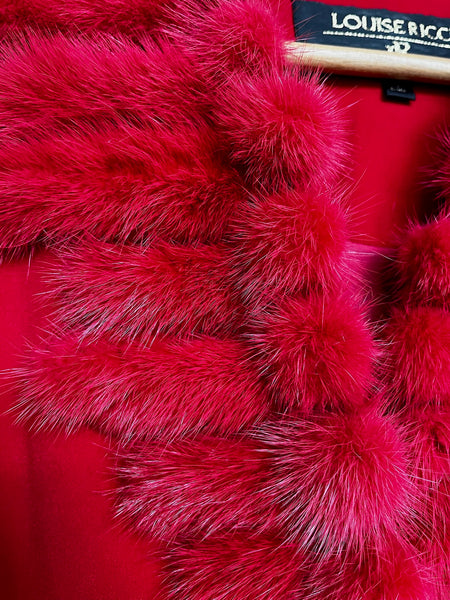 Vintage 80s Cherry Red Christmas Holiday Party Blazer – Glam Feather Trim XL+