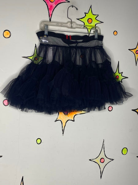 Black Tulle Tutu Skirt | Whimsy Goth Coquette Fairy Crinoline Cupcake Skirt M