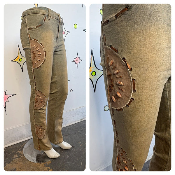 Vintage Y2K Brazil Roxx Beaded Flare Jeans Fairy Grunge Boho Stretch Denim - S