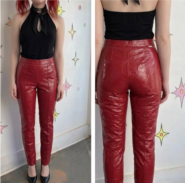 A'X Armani Exchange Red Glossy Vinyl Pants Red Faux Leather Vixen Rockstar XS