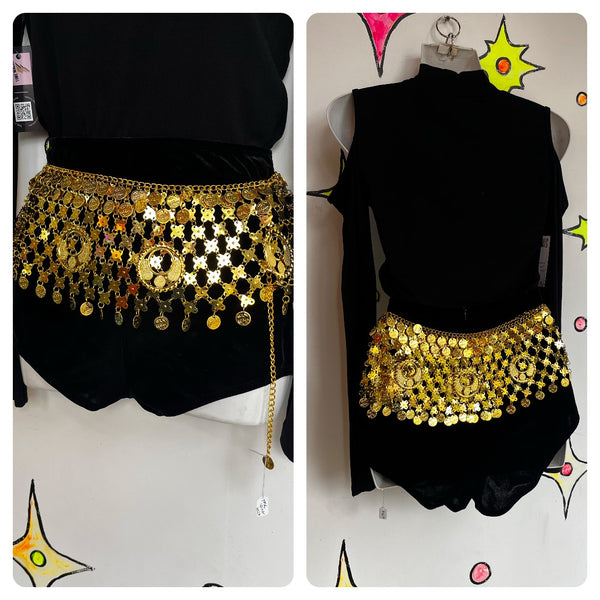 Gold Coin Chainmail Gypsy Boho Medieval Fairy Grunge Witch Goddess Belt