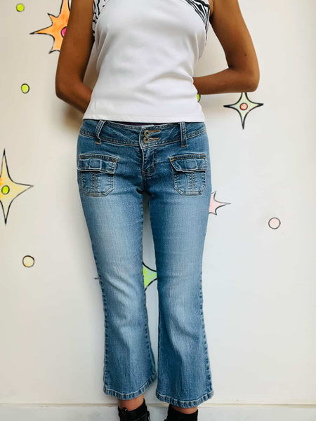 Vintage Y2K Stretch Denim Capri Pants | Low Rise Jeans | Fairy Grunge | Size 5