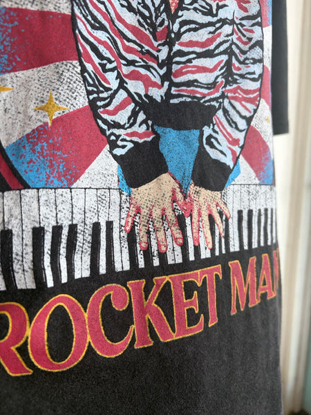 Vintage Elton John Concert Tee | Glam Rock Band T Shirt Retro Music Graphic XL