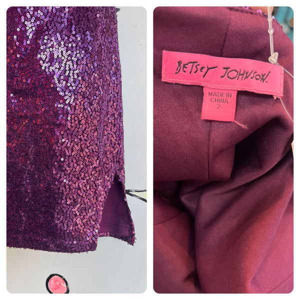 Vintage 90s Y2K | Betsey Johnson Purple Sequin Mini Slip Dress Cocktail Prom | S