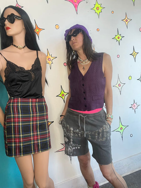 Y2K Bedazzled Lounge Shorts ' McBling Indie Sleaze - S