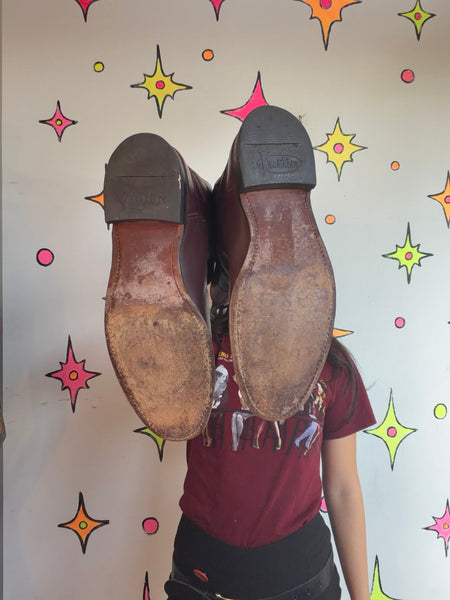 Vintage Justin Burgundy Leather Cowboy Boots Western Roper Cowgirl Boots 7.5A