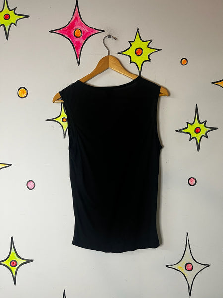 Vintage Y2K Black Lace Trim Romantic Goth Fairy Grunge Super Soft Tank Top XS S