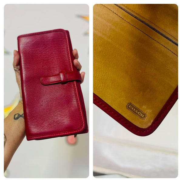 Vintage COACH Red Leather Wallet Clutch - Classic Red Coach Bag Wallet Purse