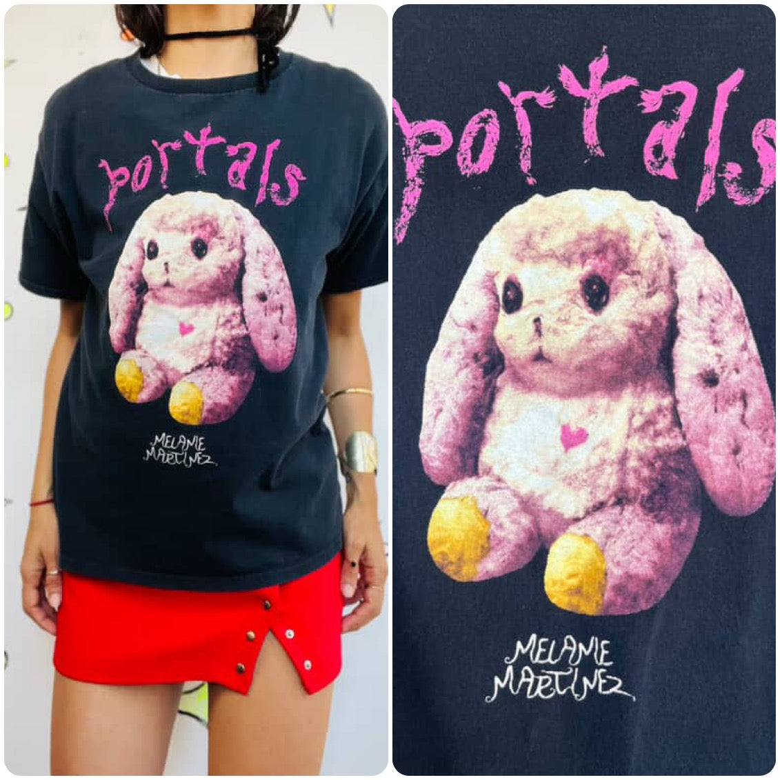 Y2K Melanie Martinez Grunge Pink Bunny Band Tee | Concert T-Shirt XS | Cotton