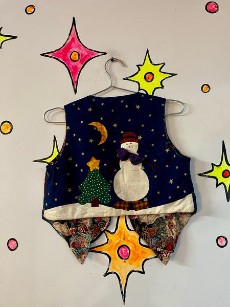 Vintage Tacky Ugly Christmas Vest | HolidayVest | Whimsical Festive Patchwork S