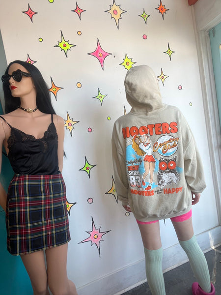 Khaki Hooters Country Club Hoodie Sporty Streetwear Pullover - XL
