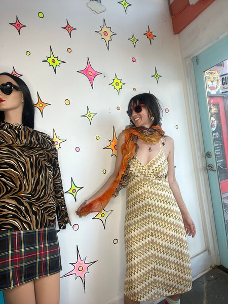 Y2K Orange Swirl Animal Print Cabbage Scarf Glitch Glam Whimsy Grunge Fairycore