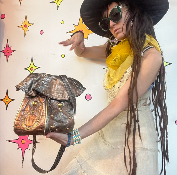 80s Metallic Purse Maximalist Silver Gold Glam Handbag Disco Statement Accessory