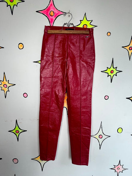 A'X Armani Exchange Red Glossy Vinyl Pants Red Faux Leather Vixen Rockstar XS