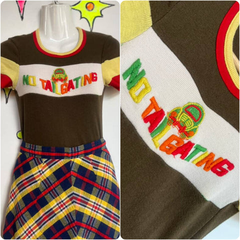 Vintage 70s “No Tailgating” Retro Ringer Tee - Retro - Child Size L - Women's S