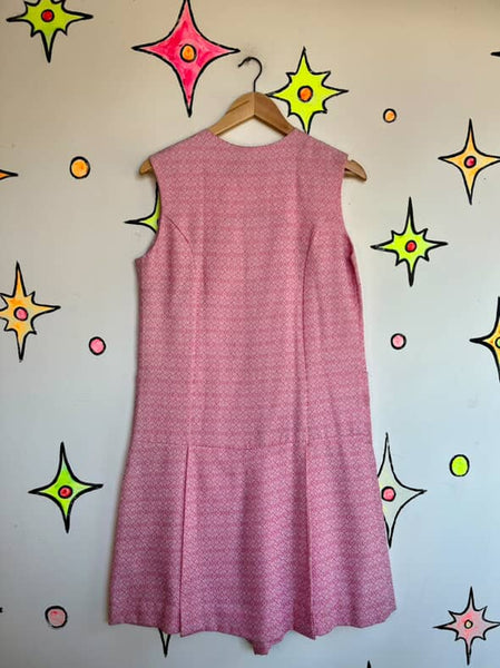 Vintage 60s 70s Pink Mod Go-Go Mini Dress Romper Playsuit | Deadstock | M/L