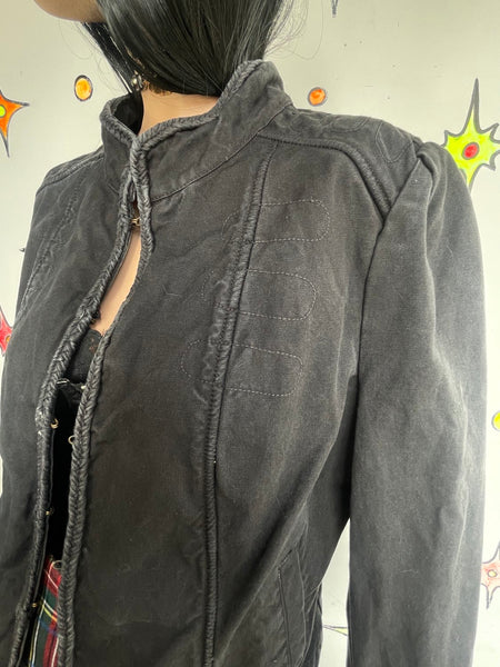 Vintage Y2K DKNY Military Jacket Black Utility Fairy Grunge Goth Streetwear L