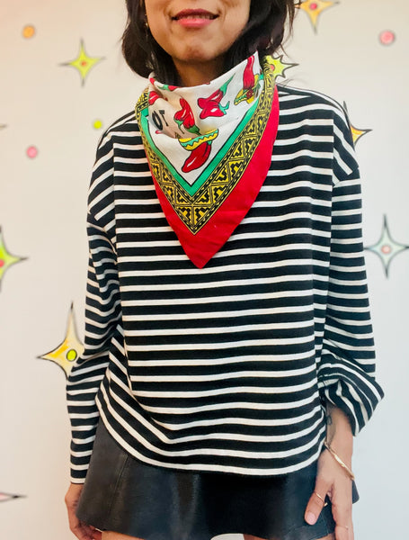 Vintage 80s 90s Chili Pepper Print Bandana – USA Made – Hot Peppers Spice Lover