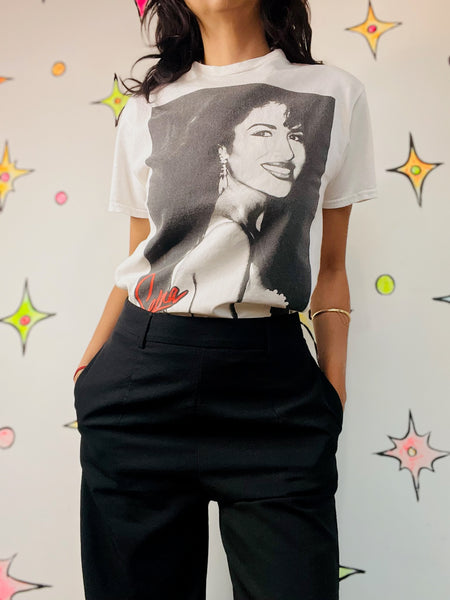 Vintage 90s Y2K Selena Tee – White Iconic Selena Quintanilla T-Shirt – Size S