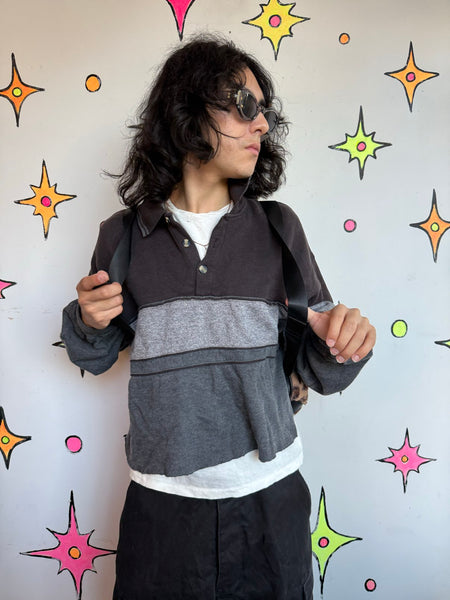 80s 90s Pierre Cardin Cropped Sweater Striped Skater Grunge Pullover Oversized M/L