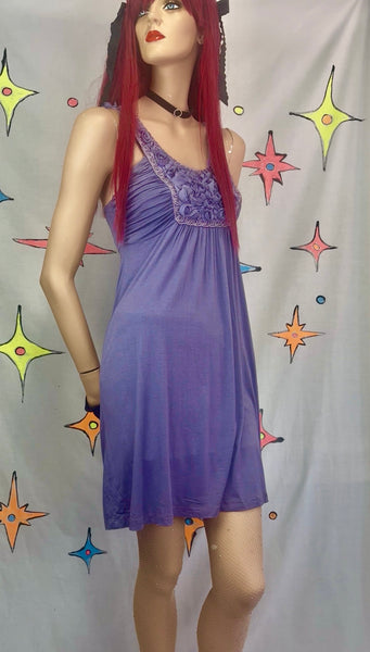 Y2K Pastel Purple Fairy Grunge Mini Dress Soprano Embellished Boho S