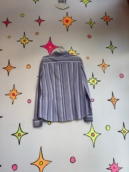 Y2K Purple Pinstripe Shirt Fairy Goth Mall Goth Indie Sleaze Grunge L/XL