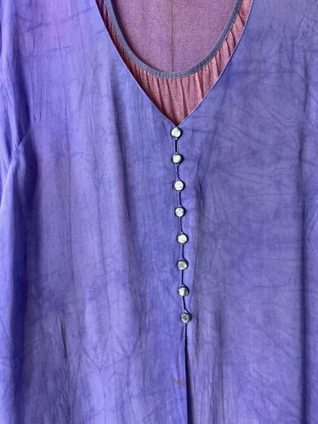 Vintage 90s Lilac Witchy Boho Maxi Dress - Fairy Grunge Revival - Side Slit - 12