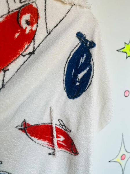 Vintage 70s 80s Wearable Art Boho Festival Beach Towel Avant Garde Poncho Cape