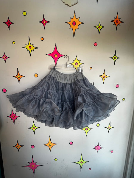 Vintage Square Dance Petticoat 50s Blue Poofy Crinoline Skirt Rockabilly Pinup M