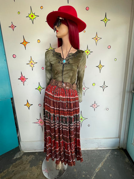Brown Fully Beaded Sequin India Belt Boho Fairy Grunge Y2K Maximalist Mori Kei