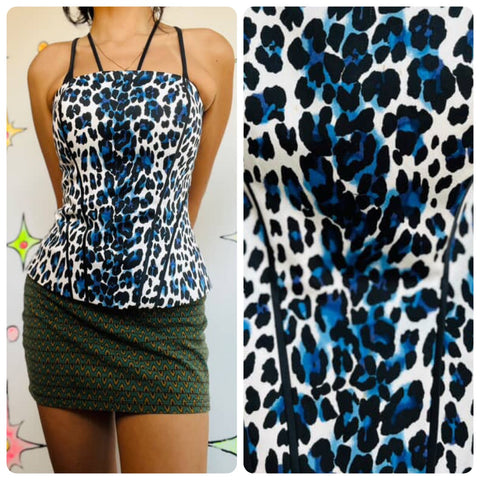 Y2K Leopard Print Corset Bustier Top | Fairy Grunge Emo Indie Sleaze | Size 2