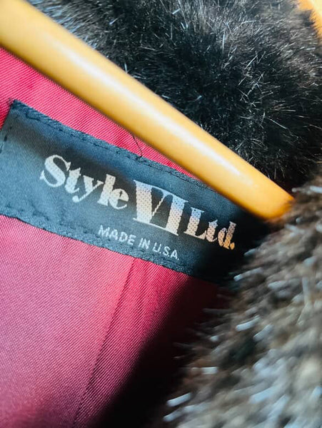 Vintage 70s 80s Chocolate Brown Faux Fur Vegan Glam Pinup Boho Grunge Coat M/L