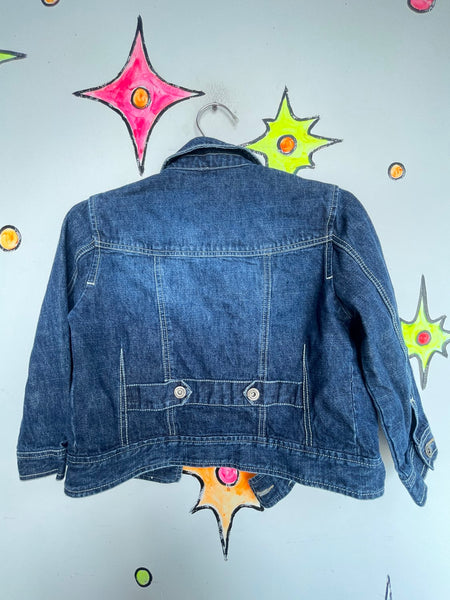 Cropped Y2K Denim Moto Indie Sleaze Emo Grunge Jean Jacket Vintage - S