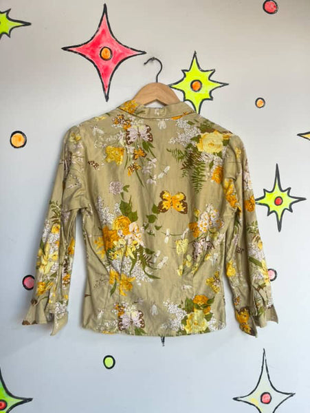 Vintage 1950s-60s Malbe Original Yellow Floral Top - Classic Retro Style