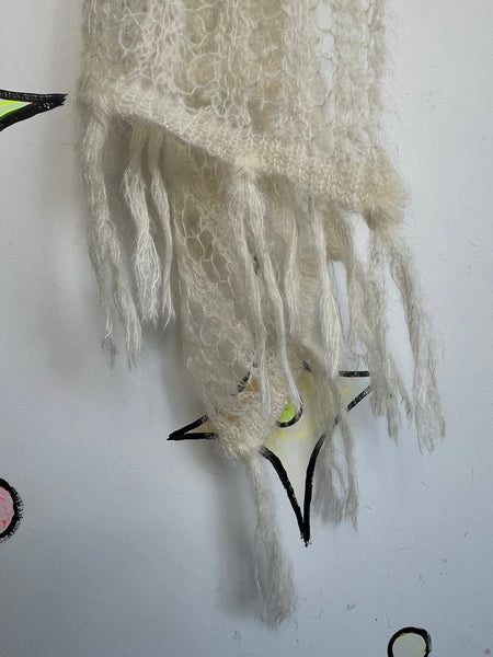Fuzzy White Mohair Scarf Winter Coquette Softgirl Clean Girl Aesthetic