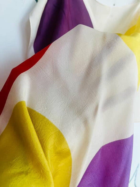 Vintage Rainbow Polka Dot Silk Scarf | Wearable Art Grunge 1940s Magician Style